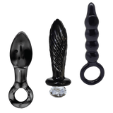 Dr. Tush's Dark Curiosity Glass Anal Plug Trio