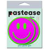 Neon Green Glow-in-the-Dark Pink Smiley Face Breast Pasties