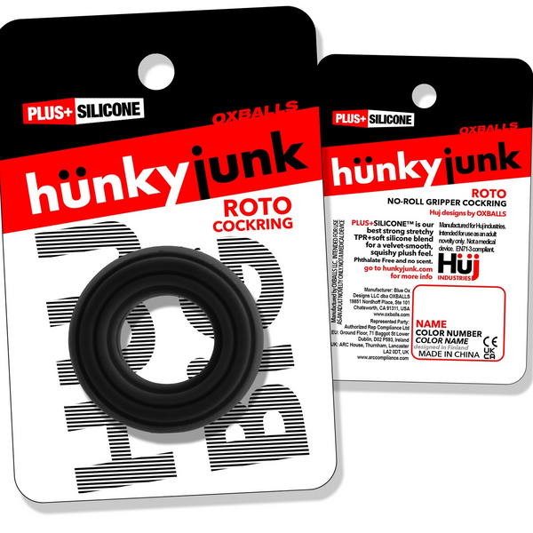 Hünkyjunk ROTO Black Fog Grooved Gripper Cock Ring