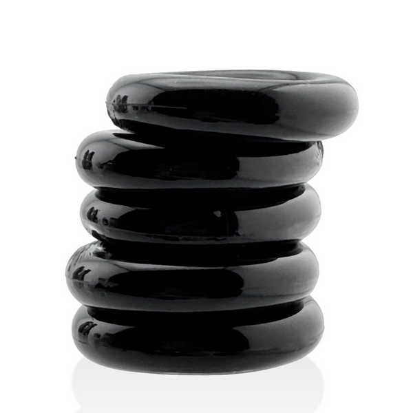 Hünkyjunk JACKER 5-STACK Black Cock Rings 5-Pack