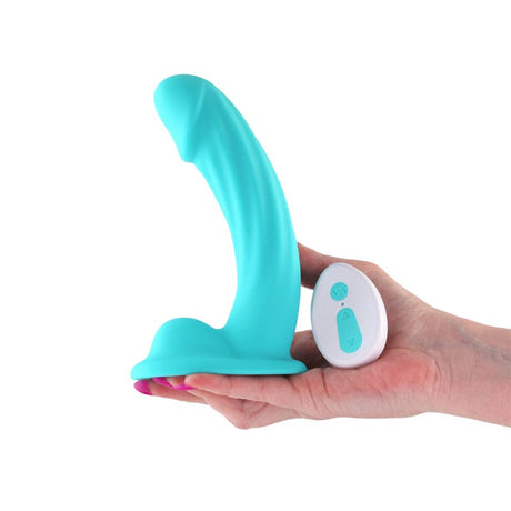 Colours - Curve - Vibrating w/ remote - 6" Dildo - Teal