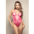 Crotchless teddy with split pearl string cups, cut-out back and adjustable pearl g-string in shimmer lace