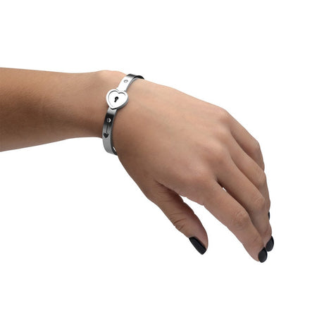 Cuffed Locking Bracelet and Key Necklace - Tungsten Steel