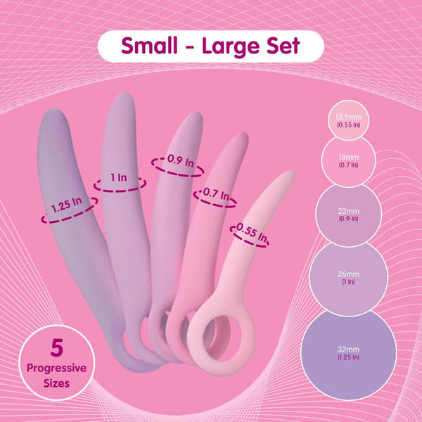 Skins Curved Dilator Kit - Small to Large 5pc Silicone Set | Canada Discreet Life Skins Curved Dilator Kit - Small to Large 5pc Silicone Set | Canada Discreet Life