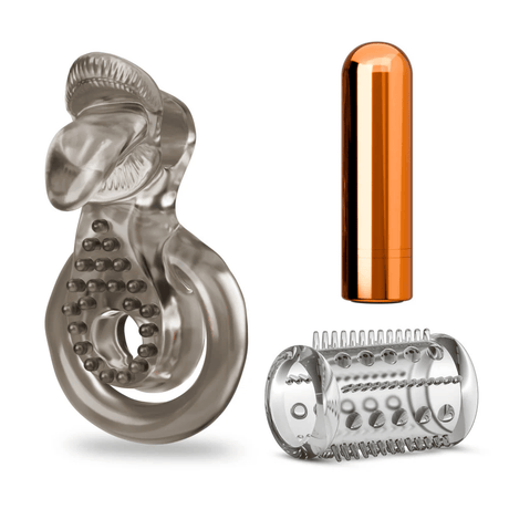 Stay Hard - Vibrating Double Cock Ring Set with Sleeve