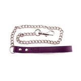Genuine Leather Lead with Chain - Purple