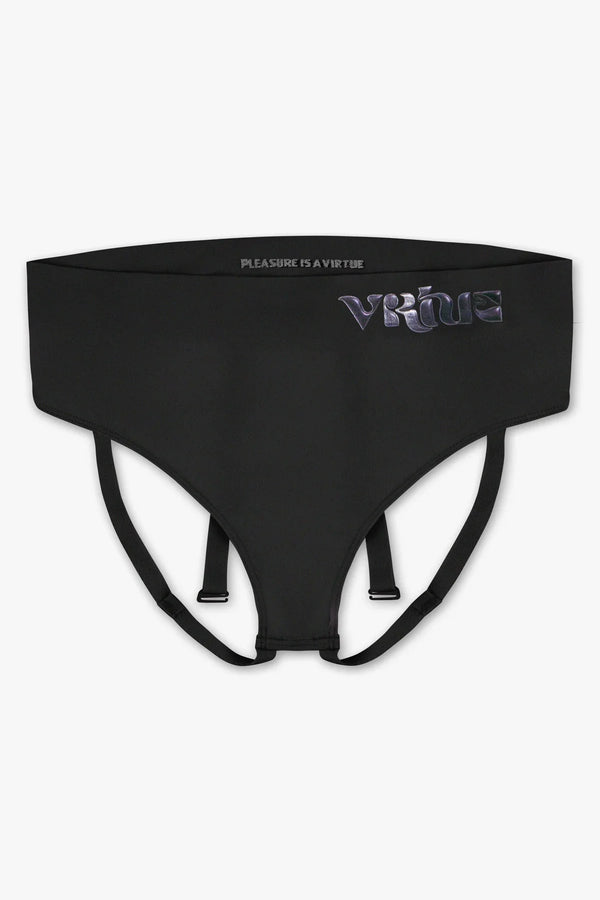 Virtue Women's Medium JockVStrap Sheer Briefs - Black