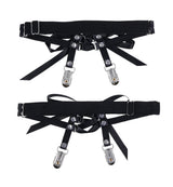 Laced Up Garters - Black