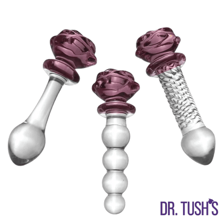 Dr. Tush's Sacred Rose Glass Plug & Dildo Trio