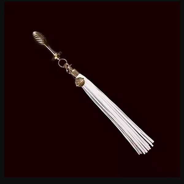 Detachable White Flogger-Tail Plug Kit with Rose-shape Plug