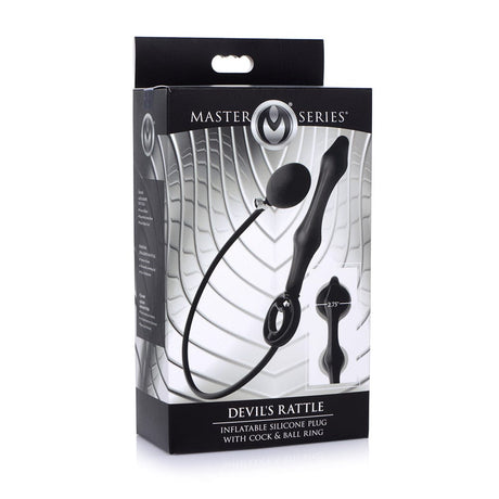 Devils Rattle Inflatable Silicone Anal Plug with Cock and Ball Ring