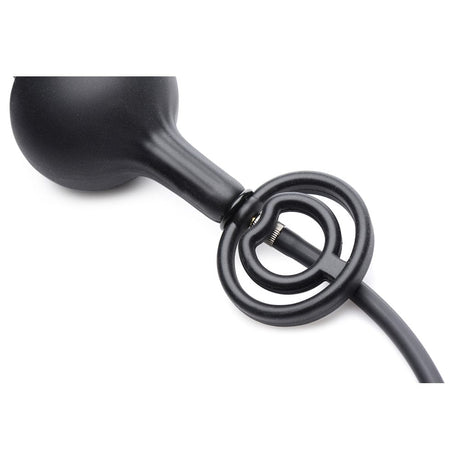 Devils Rattle Inflatable Silicone Anal Plug with Cock and Ball Ring