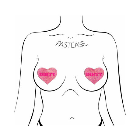 'DIRTY' Heart Pasties - Pink on Pink