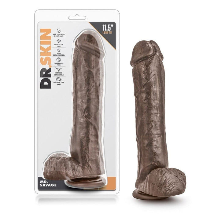 Dr Skin Mr Savage 11.5 inch Dildo Chocolate