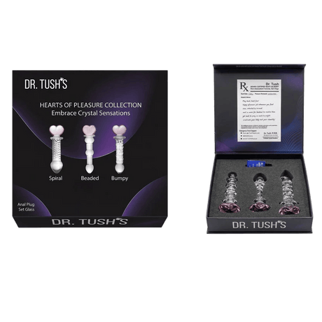 Dr. Tush's Hearts of Pleasure Glass Plug & Dildo Trio