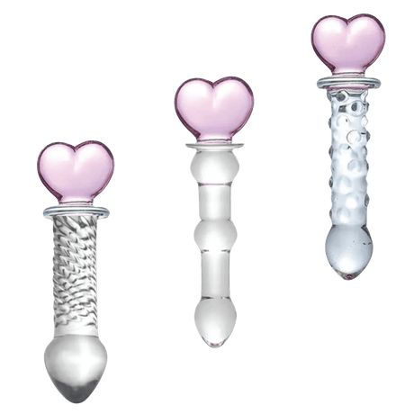 Dr. Tush's Hearts of Pleasure Glass Plug & Dildo Trio