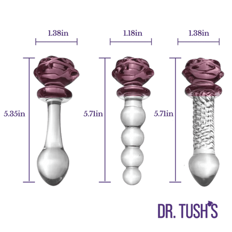 Dr. Tush's Sacred Rose Glass Plug & Dildo Trio