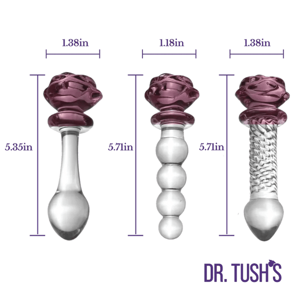 Dr. Tush's Sacred Rose Glass Plug & Dildo Trio