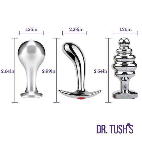 Dr. Tush's Tools of Temptation Small Metal Anal Plug Trio