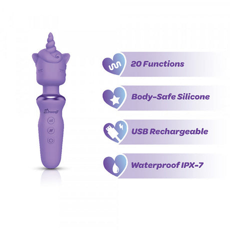 Dreamii Wand Powerful Unicorn Wand Vibrator - Lilac Whirl