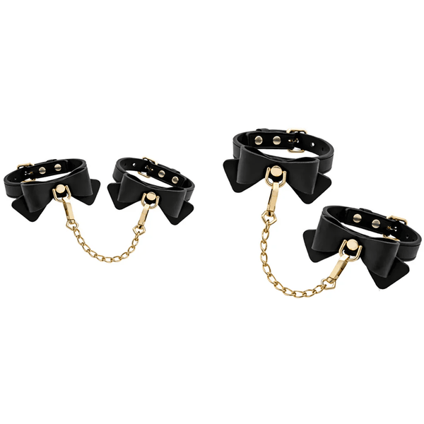 Temptasia Ardor - Silicone Wrist & Ankle Restraints - Black with Bow
