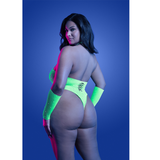 PRESSURE POINT UV reactive rhinestone knit teddy and matching gloves (can also be worn as leg warmers)