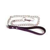 Genuine Leather Lead with Chain - Purple