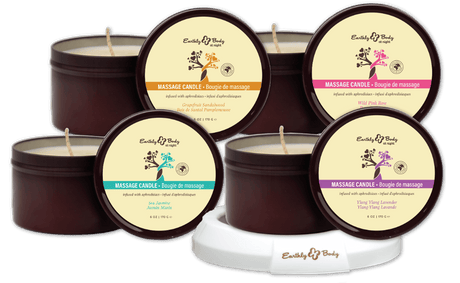 Earthly Body at Night Aphrodisiac PrePack Bath Fizzers and Candles 16pcs plus tester and candle warmer