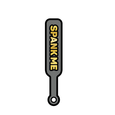 Enamel Pin: Spank Me Paddle - Grey/Gold