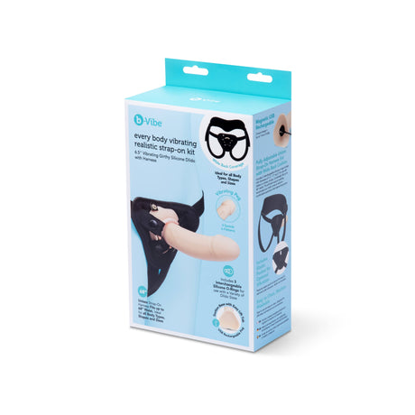 Every Body Vibrating Realistic Strap-On Kit – Girthy 6.5″ Silicone Dildo & Comfort Harness