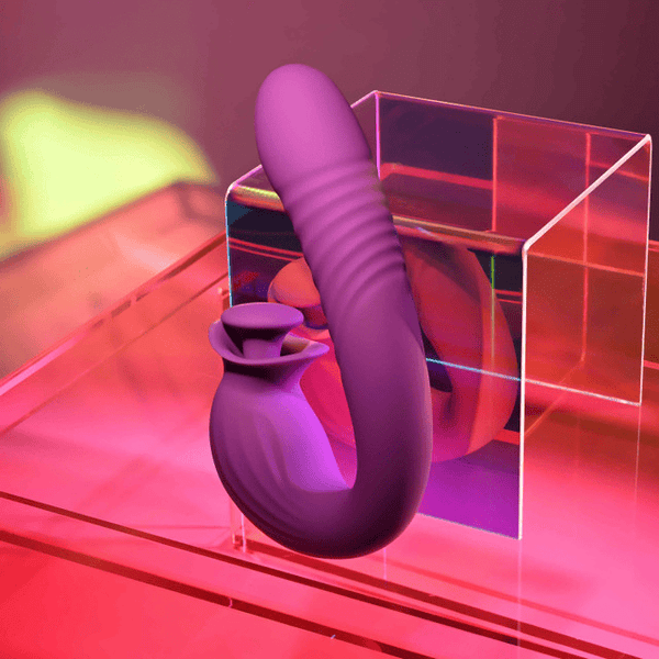 Evolved Deep Ecstasy Thrusting Vibrator with Rotating Clitoral Stimulator