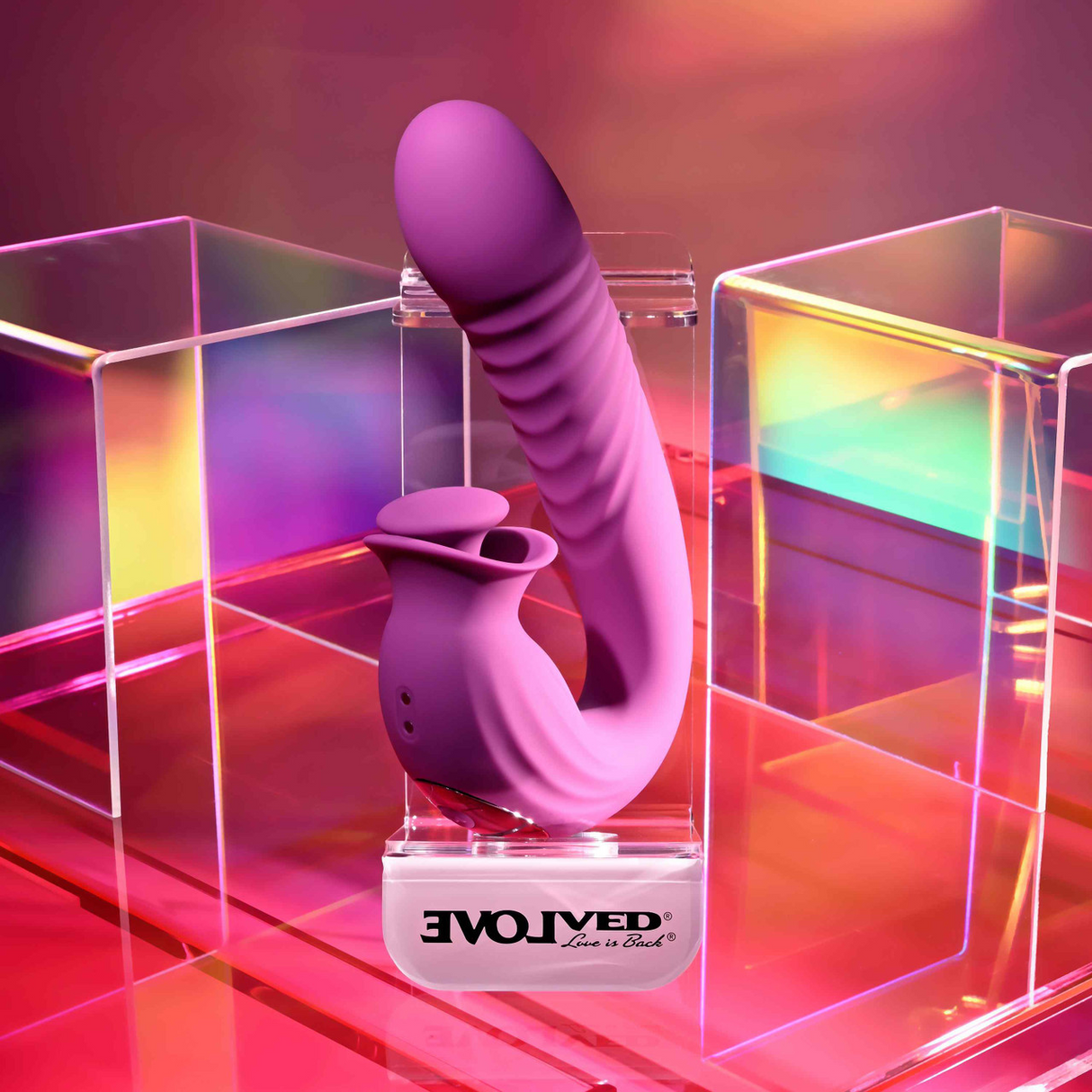 Evolved Deep Ecstasy Thrusting Vibrator with Rotating Clitoral Stimulator