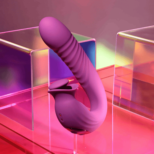 Evolved Deep Ecstasy Thrusting Vibrator with Rotating Clitoral Stimulator