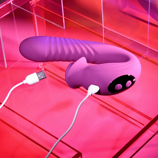 Evolved Deep Ecstasy Thrusting Vibrator with Rotating Clitoral Stimulator