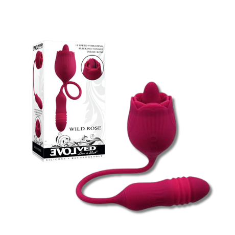 Evolved Wild Rose Dual-Motor Thrusting Bullet &Tongue Vibrator