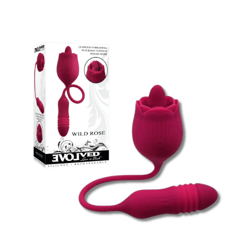 Evolved Wild Rose Dual-Motor Thrusting Bullet &Tongue Vibrator