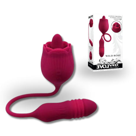 Evolved Wild Rose Dual-Motor Thrusting Bullet &Tongue Vibrator