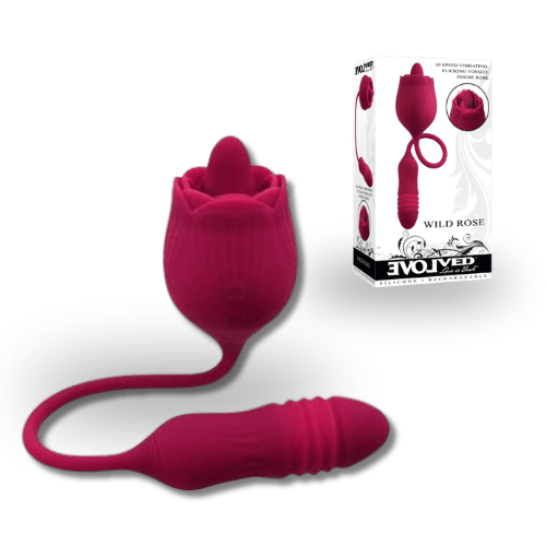 Evolved Wild Rose Dual-Motor Thrusting Bullet &Tongue Vibrator