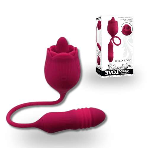 Evolved Wild Rose Dual-Motor Thrusting Bullet &Tongue Vibrator