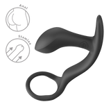 Fun Factory Bootie Ring Black Cock Ring with Butt Plug