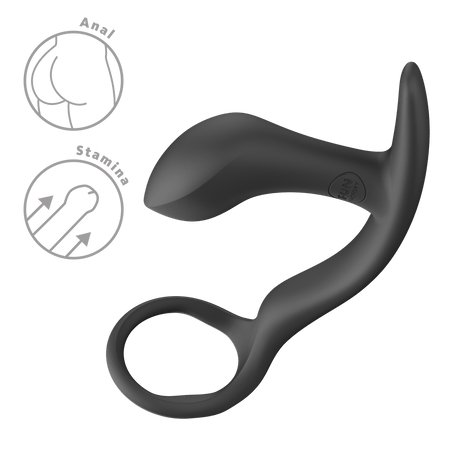 Fun Factory Bootie Ring Black Cock Ring with Butt Plug