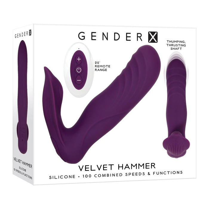Gender-X Velvet Hammer Thrusting Vibrator with remote in purple
