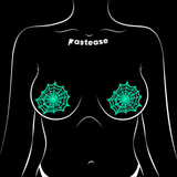 Glitter Black Glow in the Dark Spooky Spider Web Pasties