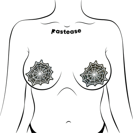 Glitter Black Glow in the Dark Spooky Spider Web Pasties