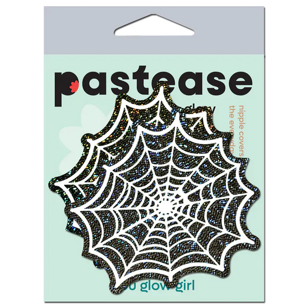 Glitter Black Glow in the Dark Spooky Spider Web Pasties