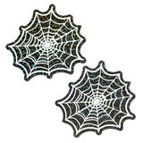 Glitter Black Glow in the Dark Spooky Spider Web Pasties