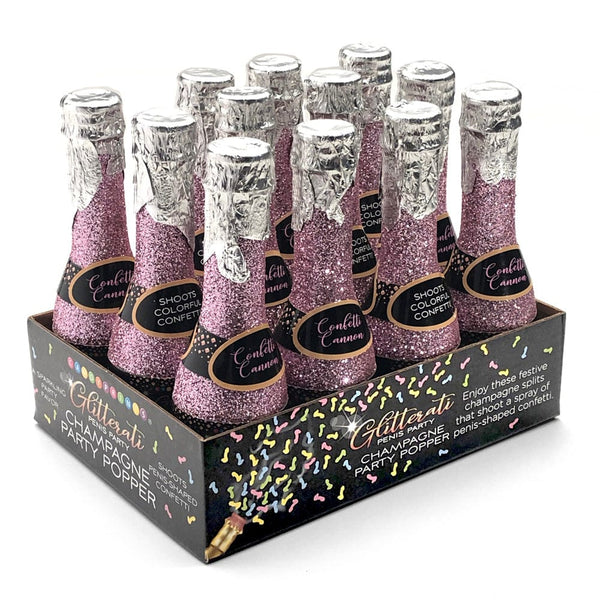 Glitterati Champagne Penis Confetti Party Poppers - 12pc display