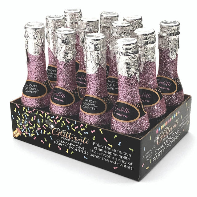 Glitterati Champagne Penis Confetti Party Poppers - 12pc display