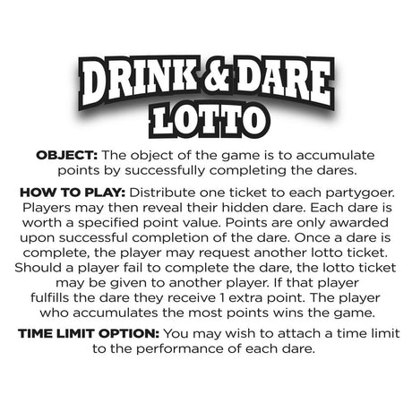 Glitterati Drink & Dare Lotto 36pc  *