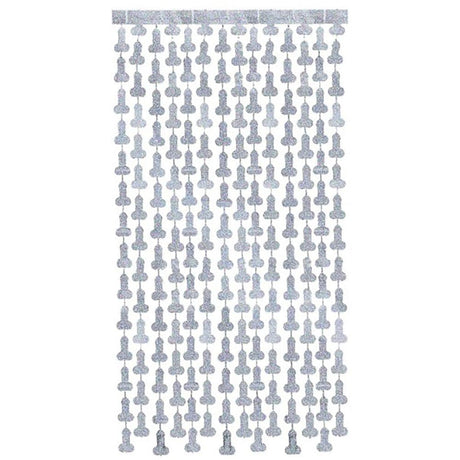 Glitterati Penis Metallic Foil Curtain 2pc - Silver